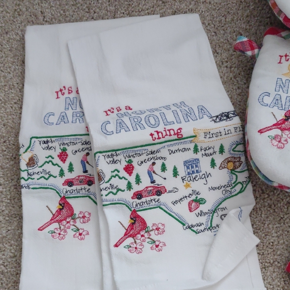 North Carolina Embroidered Tea Towels